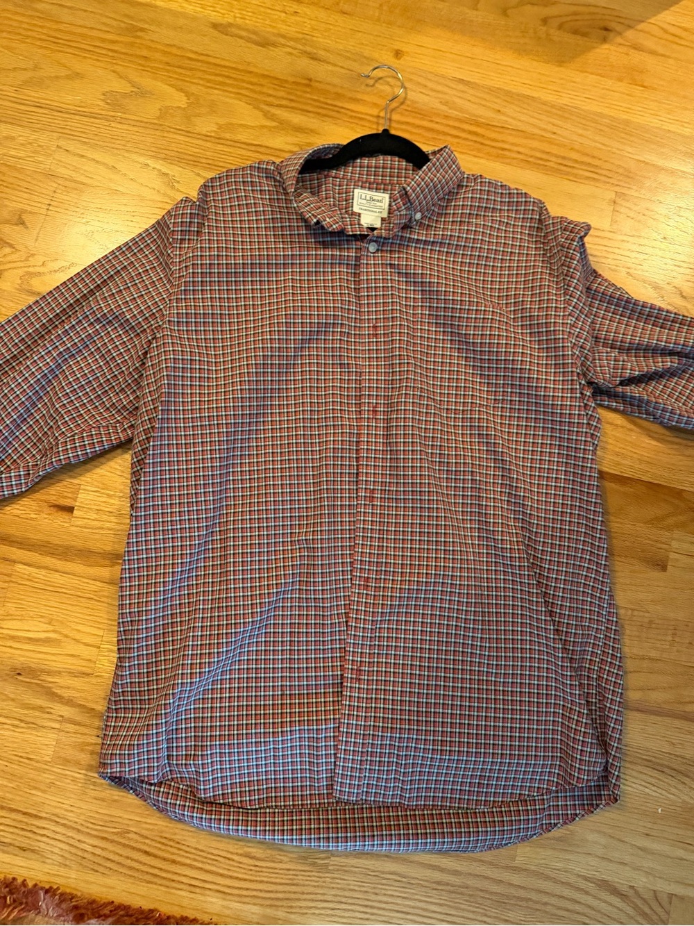 L.L. Bean Men's orange Plaid Kennebunk Button-Down Shirt Large